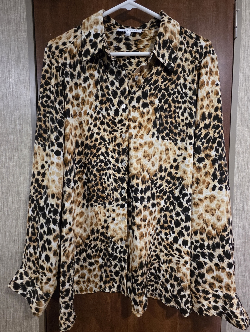 Leopard Print Button-Up Blouse